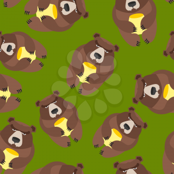 Bear seamless pattern. Vector background of wild animals
