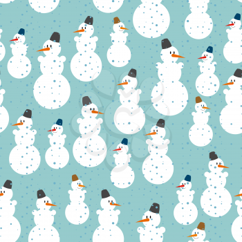 Snowman seamless pattern. Christmas background. Ornament from snowmen to celebrate new year.
