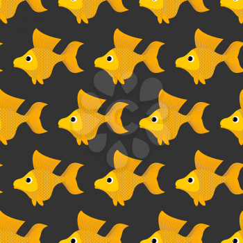 Goldfish seamless pattern. Vector background of fabulous yellow fish. Ornament of marine animals for childrens fabric.
