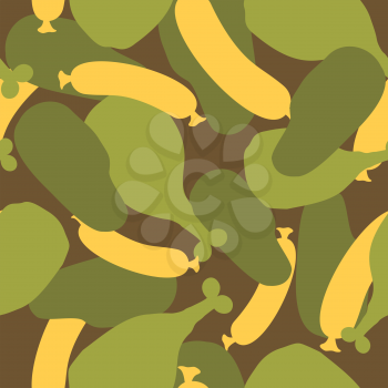 Military camouflage food. Meat texture for Army clothing. Hunter, soldiers protective seamless pattern.