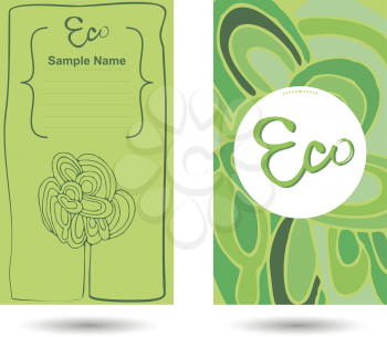 Eco business card. Cartoon tree in the background.