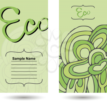 Eco business card. Cartoon tree in the background.