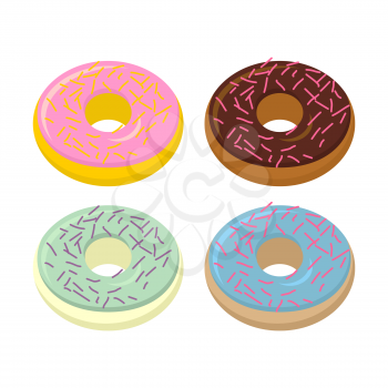Set doughnuts. Sweets with different flavors: chocolate and vanilla. Vector illustration food
