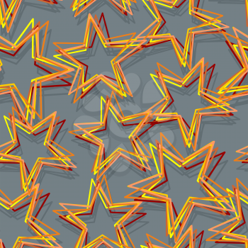Star seamless pattern. Abstract 3d star texture. Fabric ornament. Linear star pattern

