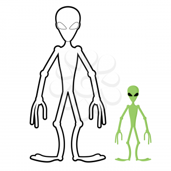 Alien coloring book. Humanoid space alien. Vector illustration.
