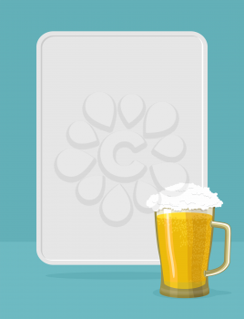 Beer mug with foam. frame for text. Poster