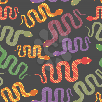 Snake seamless pattern. Vector background of desert reptiles. Colorful snakes
