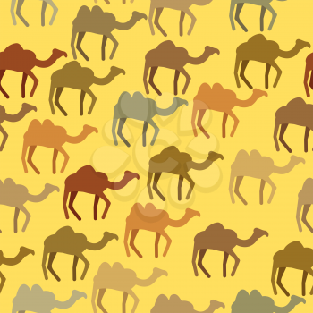 Camels seamless pattern. Background of desert animals. Vector ornament.
