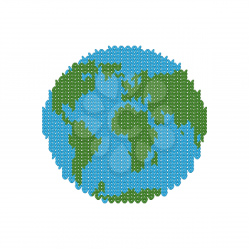 Knitted Earth. Globe made of wool. Winter version of  planet. Crochet peace continents and oceans