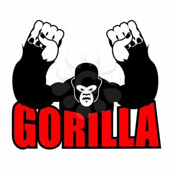 Angry gorilla. Aggressive big monkey. irritated wild animal. logo for sports team
