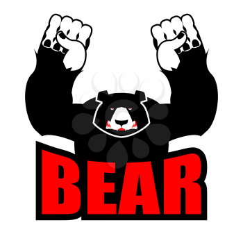 Angry bear. Aggressive Grizzly. Logo big beast. wrathful  wild animal. logo for sports team.