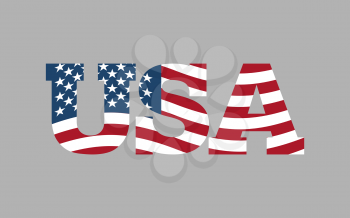 USA flag in text. American flag in letters. National emblem. Patriotic illustration
