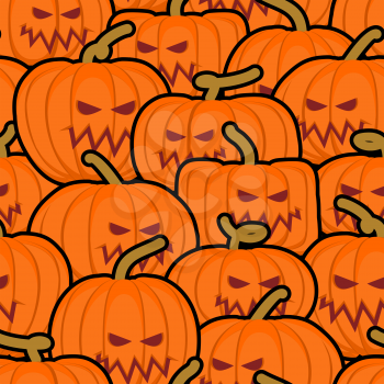 Pumpkin seamless pattern. Halloween background. Scary vegetable texture. Terrible holiday ornament