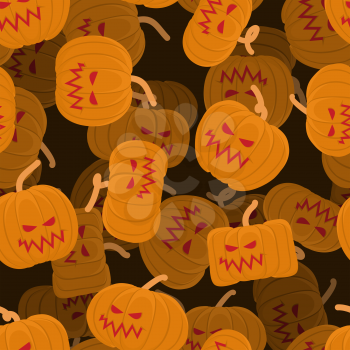 Pumpkin seamless pattern 3D. Halloween background. Scary vegetable texture. Terrible holiday ornament
