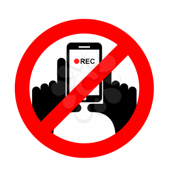 Stop vertical video. It is forbidden to record video. Prohibition sign. Crossed-shooting smartphone. Emblem against vertical videos. Red prohibition sign. Ban record 
