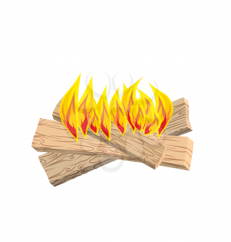 camp Fire isolated. Boards and flames on  white background. Burning logs
