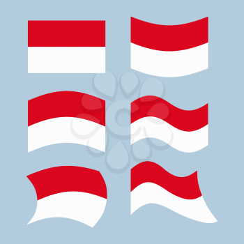 Indonesian flag. Set of flags of Indonesian republic in various forms. Developing Indonesian flag Asian state
