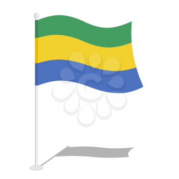 Gabon Flag. Official national symbol of Gabonese Republic. Traditional Gabonese flag developing States in Central Africa
