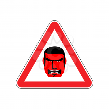 Angry Boss Warning sign red. Evil Head Hazard attention symbol. Danger road sign triangle terrible Director
