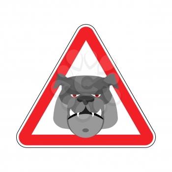 Angry Dog Warning sign red. Bulldog Hazard attention symbol. Danger road sign triangle pet
