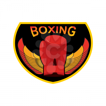 Boxing logo. Gloves and wings. Emblem for sports team and fight club. Combat badge for athletes
