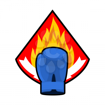Boxing glove and fire emblem. Logo for sport team 

