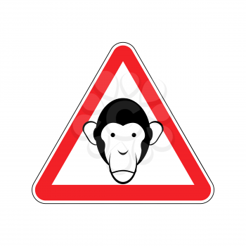 Monkey Warning sign red. Primacy of Hazard attention symbol. Danger road sign triangle ape
