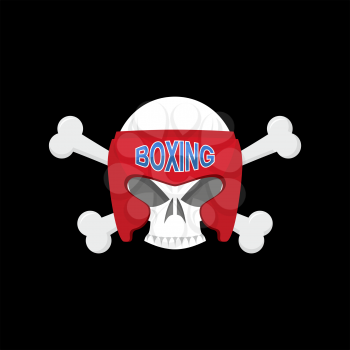 Boxing logo. Sports emblem. Skull and boxing gloves. Protective helmet. Sign for sports team and club
