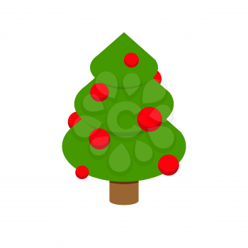 Christmas tree isometry. Decorated fir geometry for holiday. Festive spruce. New Year and Christmas illustration

