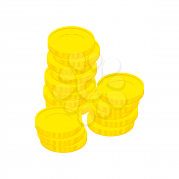Gold coins isolated. Stack of money on white background.
