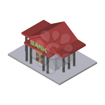 Bank building Isometric isolated. Financial building on white background

