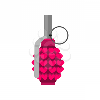 Grenade love isolated. Heart bomb. Military ammunition amour for Cupid. ammo Valentines Day 
