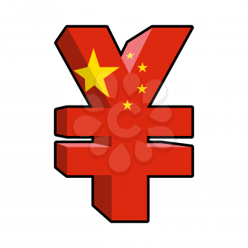 Yen sign Chinese money. Yen  National currency in China. Strong Chinese large 3D cash. Sign Yen and China state flag


