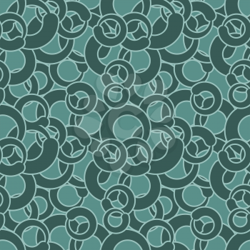 Curl seamless pattern. Green circles abstract ornament. Retro texture of fabric. Abstract background of circles
