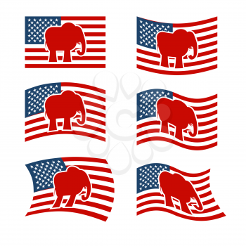 Elephant Flag. Republican National flag of presidential election in America. State symbol of United States political party
