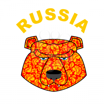 bear logo of Russia. Traditional Russian ornament khokhloma. Russian wild animal