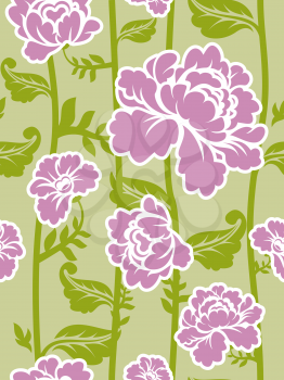 Pink roses background. Seamless pattern of flowers