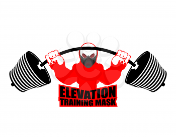 Elevation Training mask fitness. Athlete and barbell. Emblem for sports accessory
