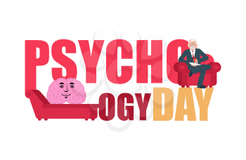 Psychology day. Consultation of psychotherapist. Postcard for holiday. psychologist and patient
