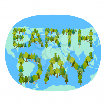 Earth Day. Planet and forest. Trees and typography. International Nature Festival
