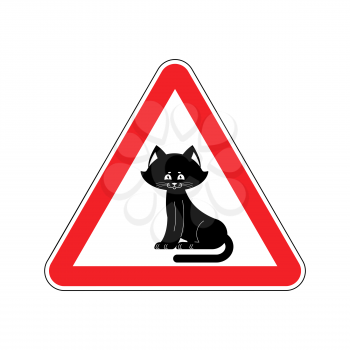 Attention cat. Caution pet. Red triangle road sign
