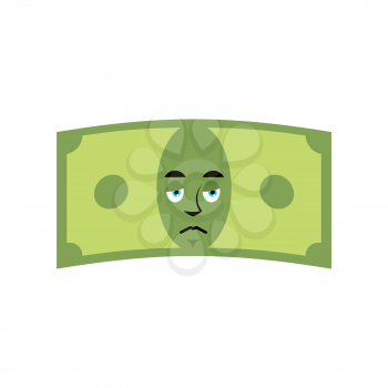 Money sad emotion. Cash Emoji sorry. Dollar isolated
