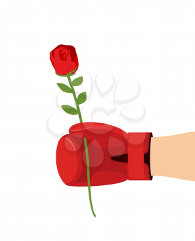 Boxer glove and rose. Give flower on 8t of March. Gift woman
 