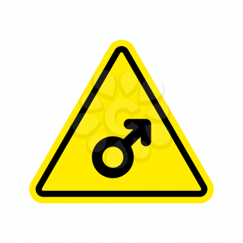 Attention Man. Male sign on yellow triangle. Road sign Caution