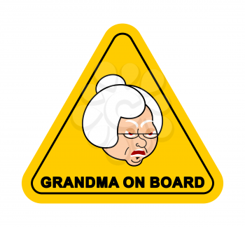 Grandmother on board sticker. Grandma on car. vector illustration