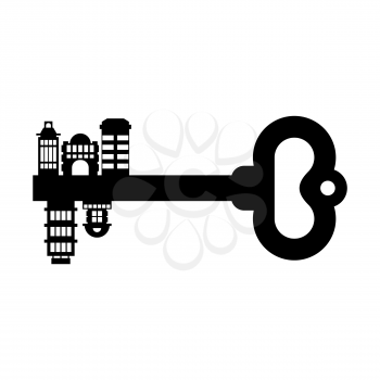 Key to City. Buildings and homes. urban clue isolated. Real estate agency logo
