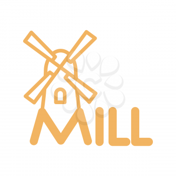 Mill line icon. Sign for production of bread and bakery. traditional agriculture building