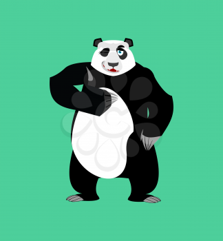 Panda winking Emoji. Chinese bear happy emotion isolated
