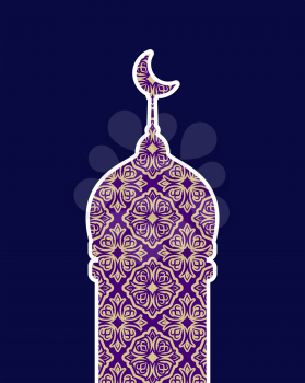 Mosque isolated. Arab pattern madrasah. Illustration for Eid Mubarak. Ramadan islam holiday

