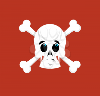 Skull and crossbones Surprised Emoji. skeleton head astonished emotion isolated
